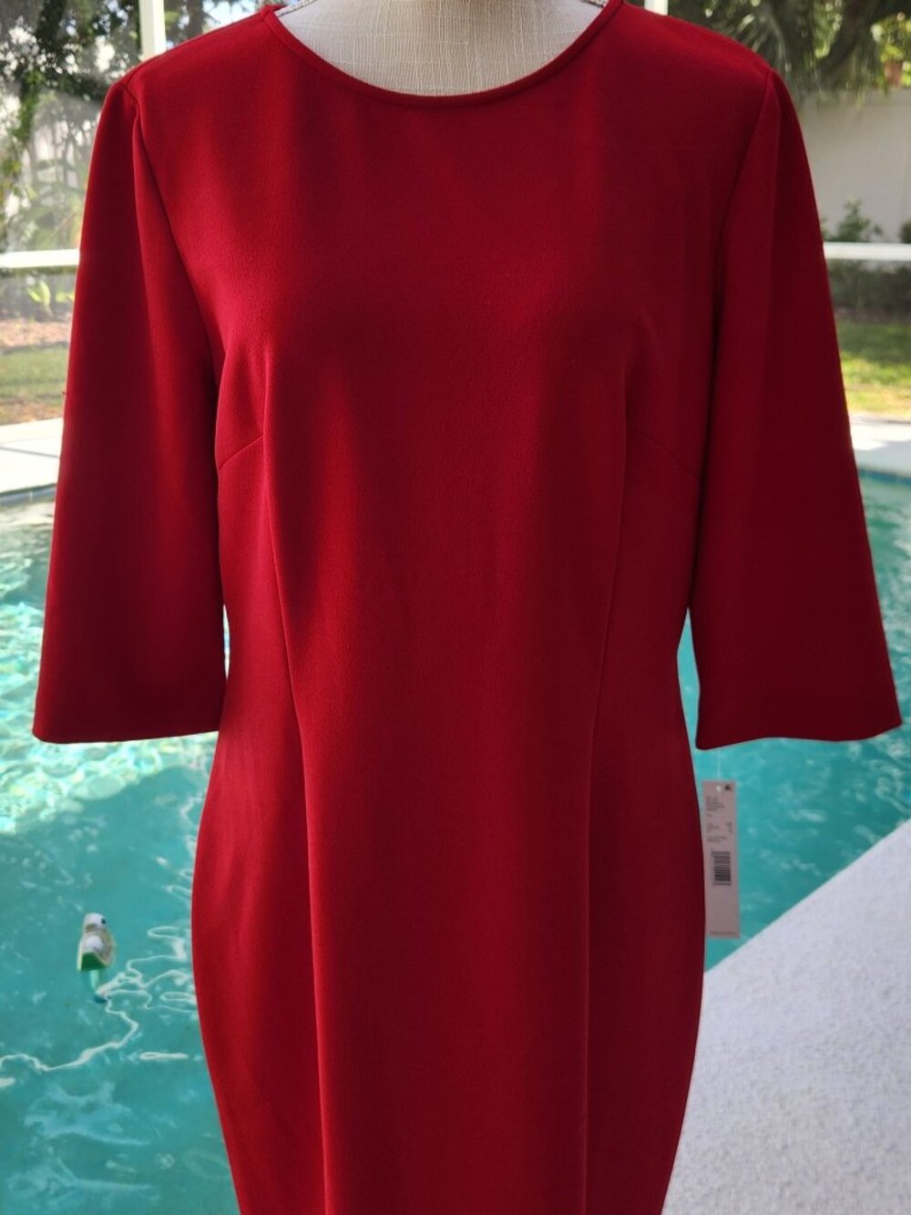 Antonio Melani NWT Red pencil dress size 12 3/4 sleeve. wear office to dress up.